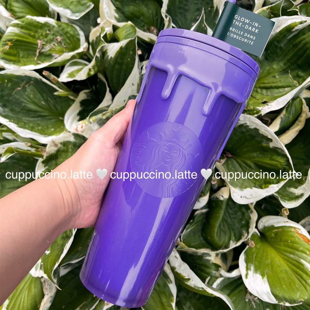 💜NWT👻Starbucks 2025 Halloween Purple Glow in the Dark Slime Drip Cup